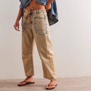 Free People Moxie Pull-On Low Slung Barrel Jeans in Cowboy Size 27 NWT